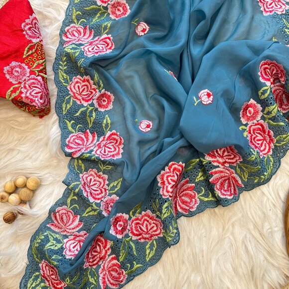 Organza silk--saree - Picture 7 of 11